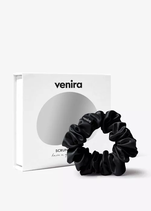 VENIRA scrunchie hedvábná gumička, černá