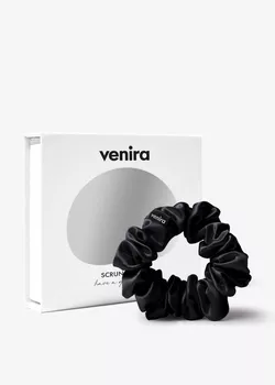 VENIRA scrunchie hedvábná gumička, černá